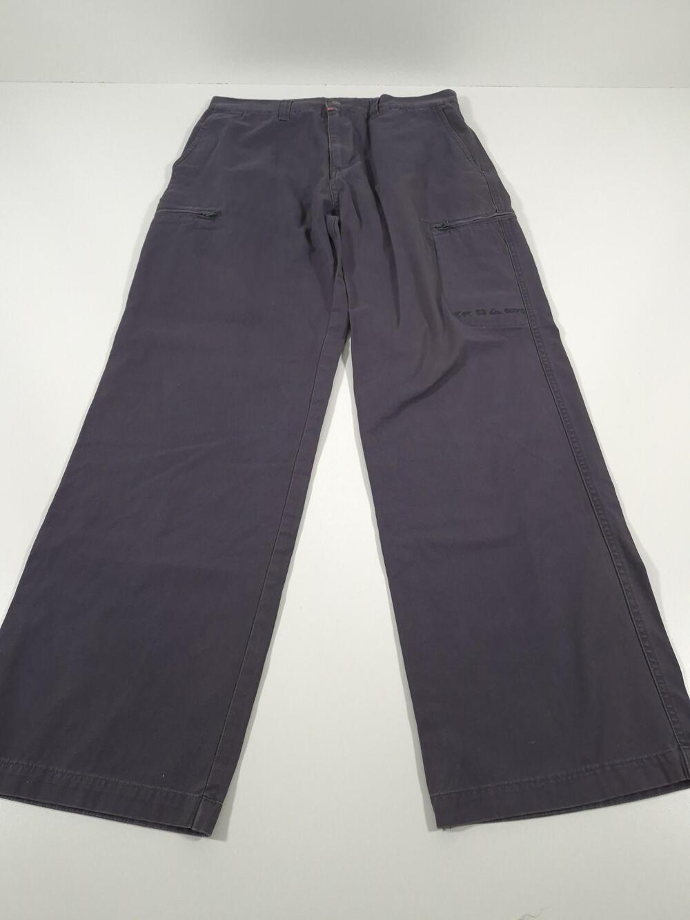 Y2K Quiksilver Cargo Pants Mens 32x31 Gray Cotton Canvas Relaxed Fit Baggy
